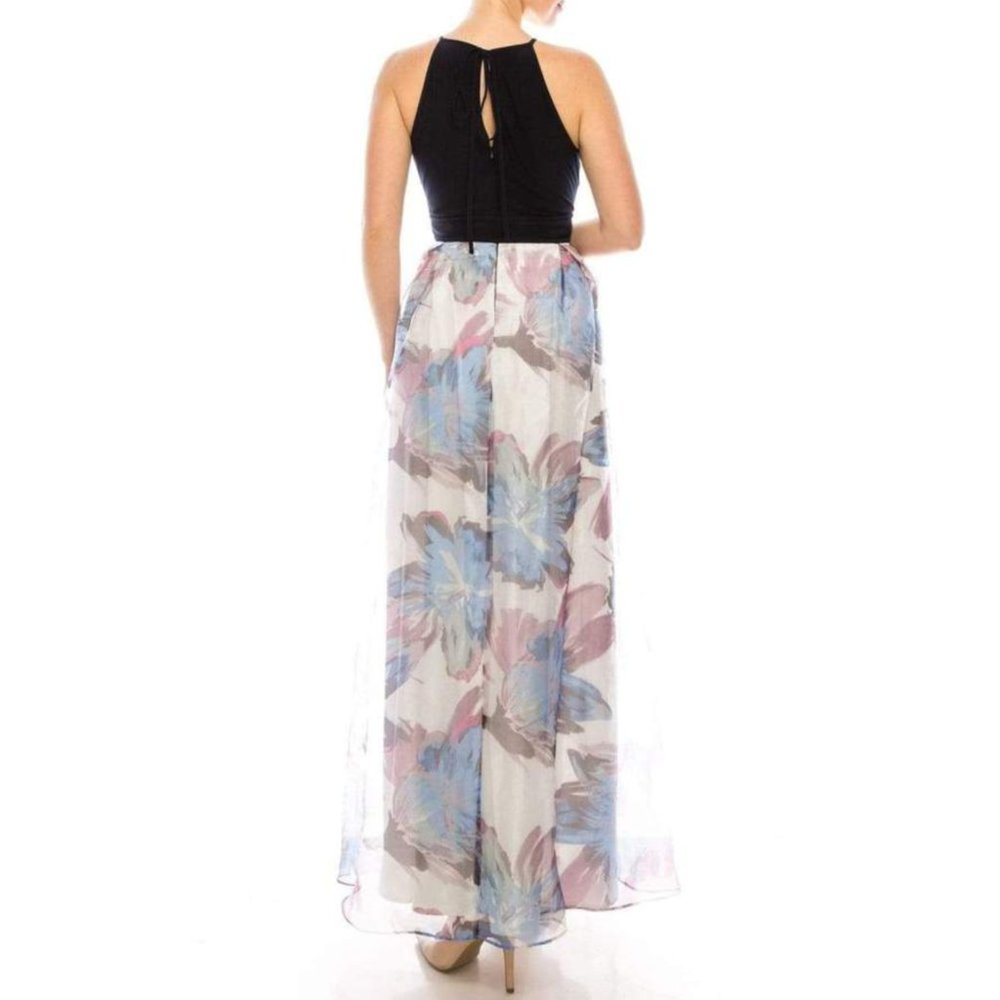 NWT SL FASHIONS Keyhole Top Dress w. Organza Skirt - Picture 2 of 6